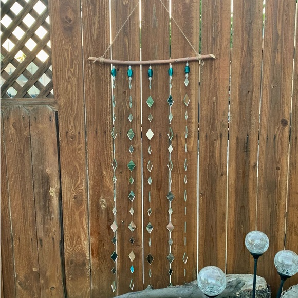 Mirrors & Teal Glass Beads Wind Chime Sun Catcher - Picture 13 of 16